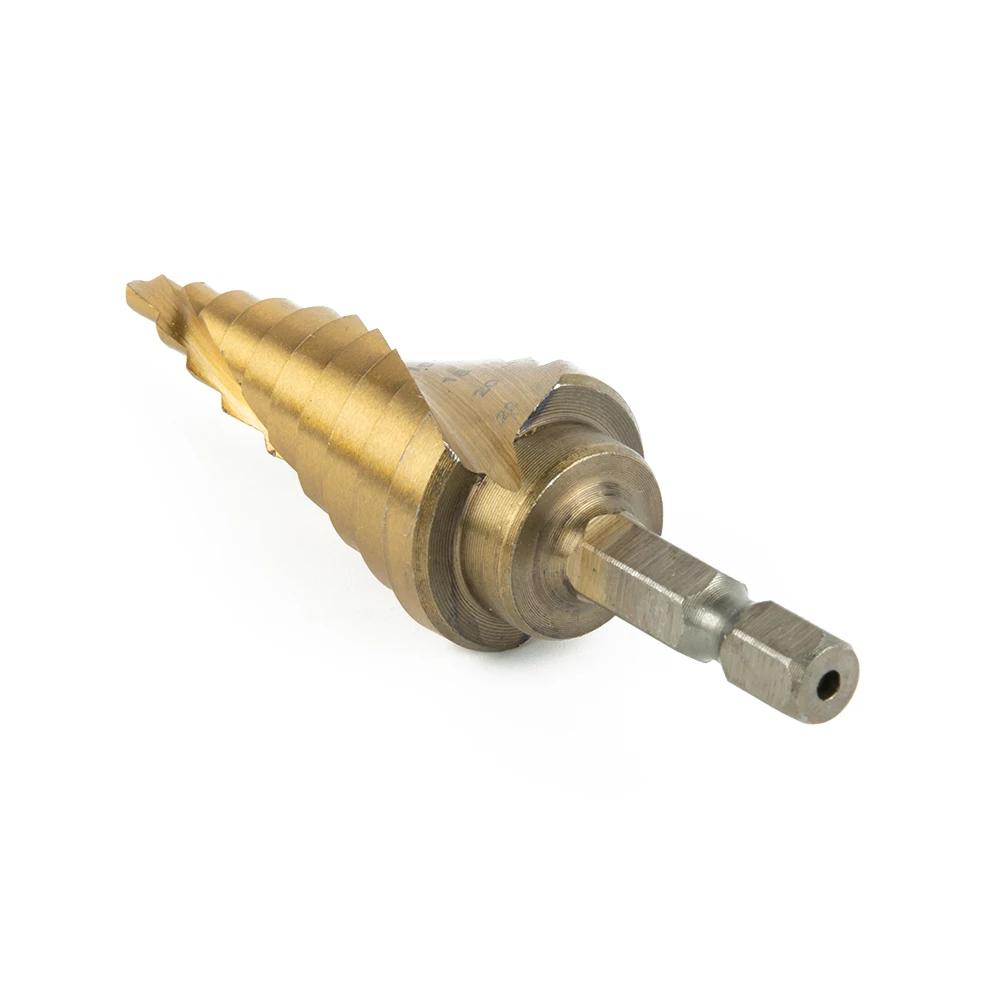 Forets étagés revêtus de titane en acier Hss 4-22mm, outils de coupe de cône étagé, coupe-trou pour