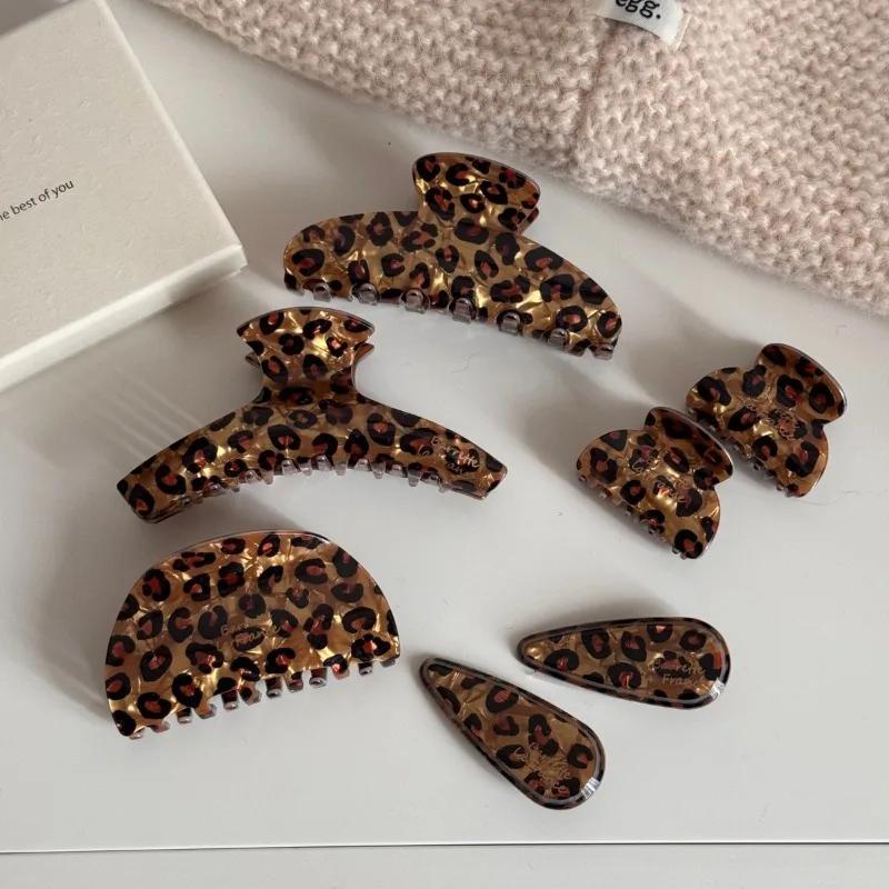 Pince à cheveux en acide acétique imprimé léopard, accessoires pour cheveux haut de gamme pour femme