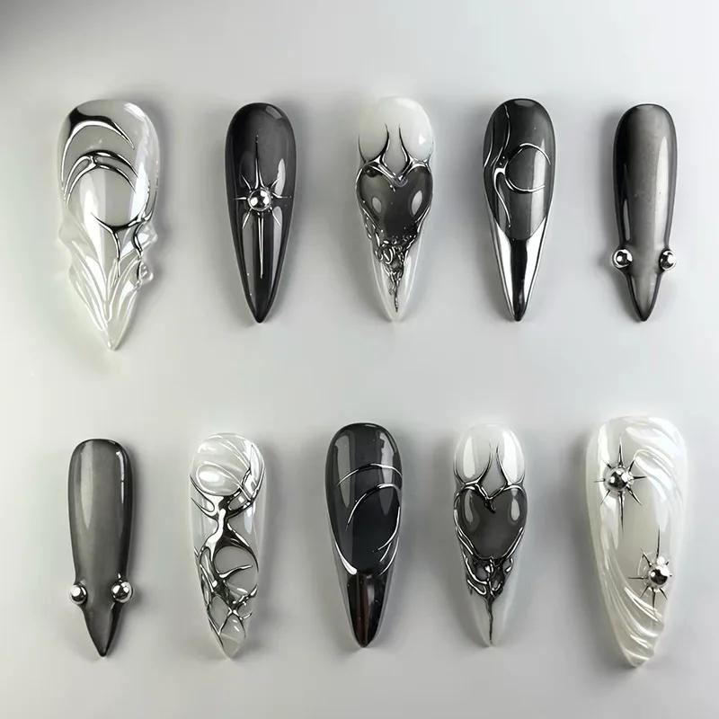24 pièces 3D vert ondulation Design faux ongles oeil de chat français amande faux ongles conseils fe