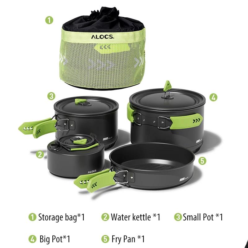 Alocs CW-C65 Camping Batterie de Cuisine Casseroles Rurry saupoudrer Bouilloire à Eau Ensemble Compa
