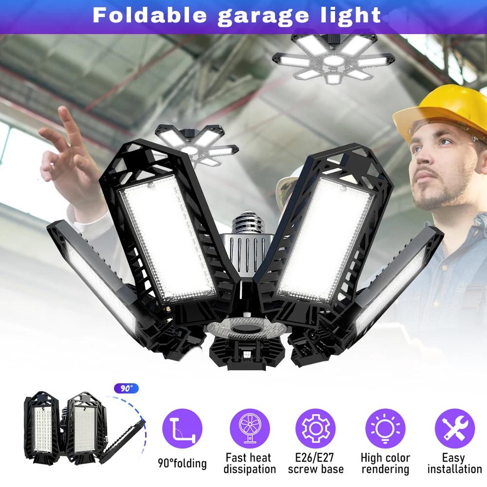 Eclairage de garage pliant, lumière LED, plafonnier E26, lumières High Bay, OVNI, ampoule déformable