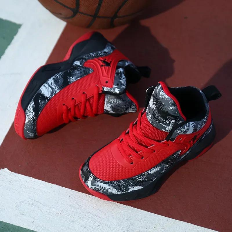 Chaussures de basket-ball pour enfants, baskets à semelle optique, chaussures de sport pour enfants,