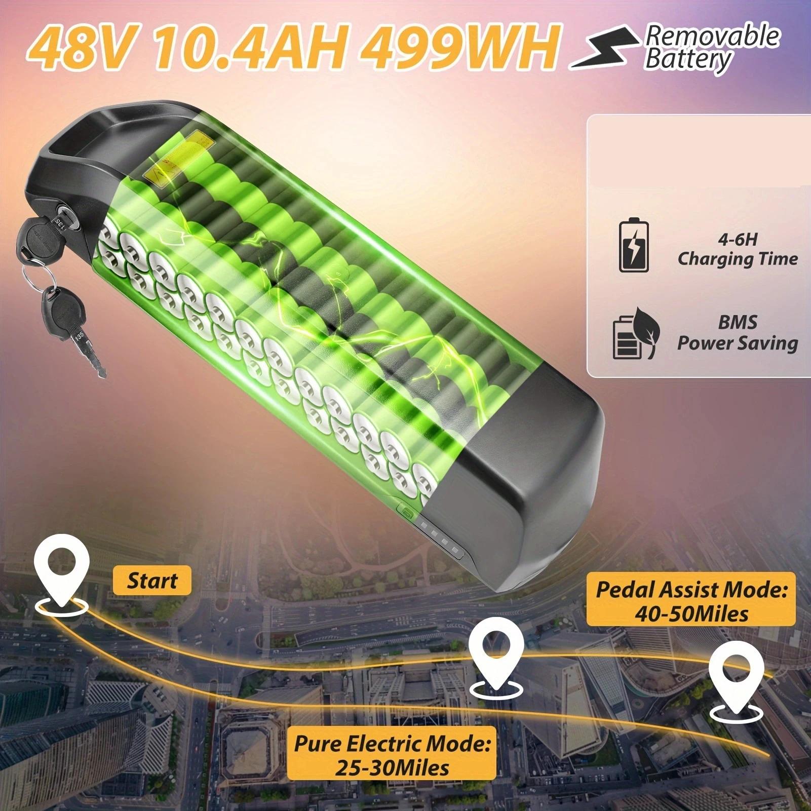 Vélo électrique Vivi 27,5" pour adultes avec batterie 500W, 48V 499,2WH, 20MPH, jusqu'à 50 milles, r
