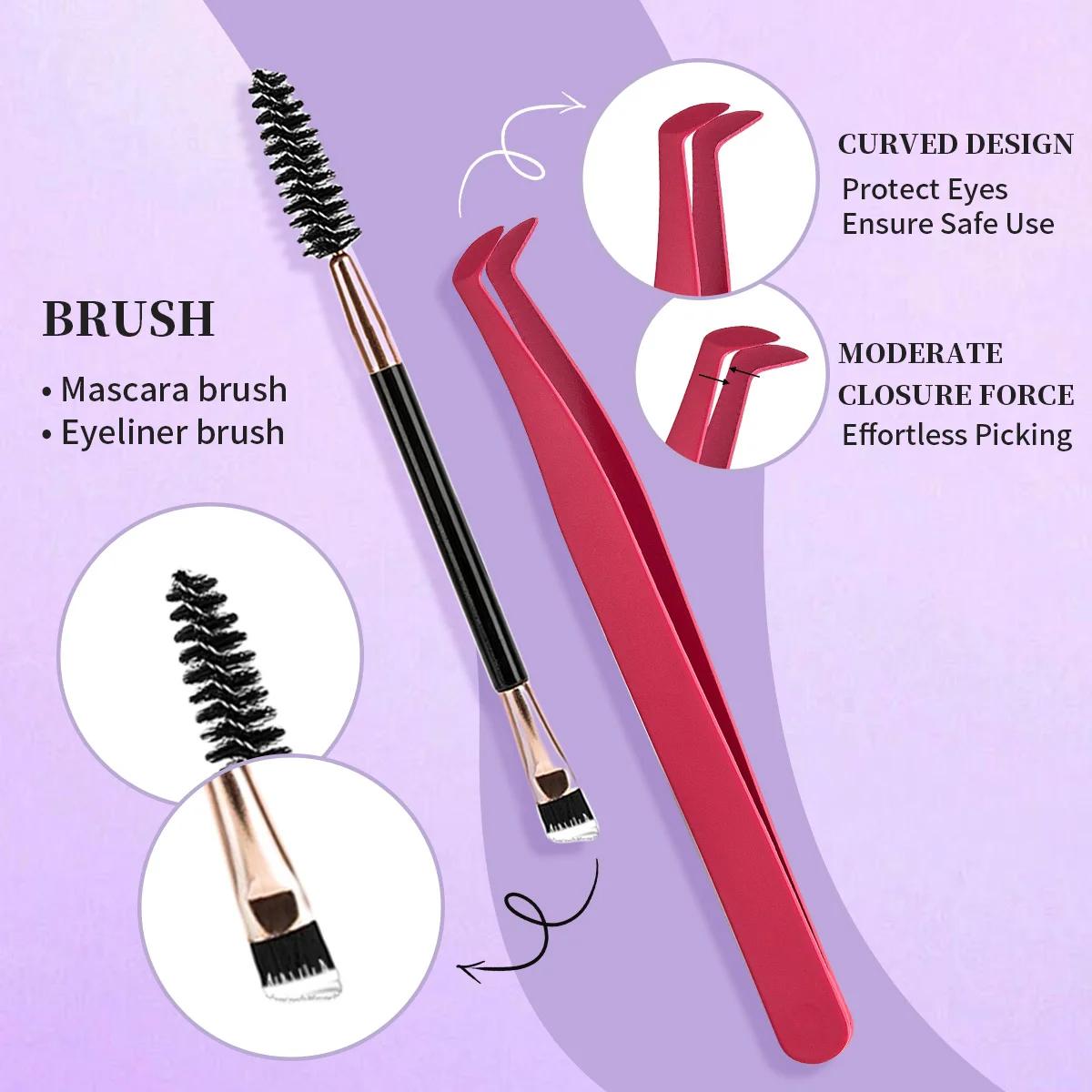 ISEEN Kit d'extension de cils 560 pièces grappes de cils 30D + 40D 9-16mm cils individuels avec pinc