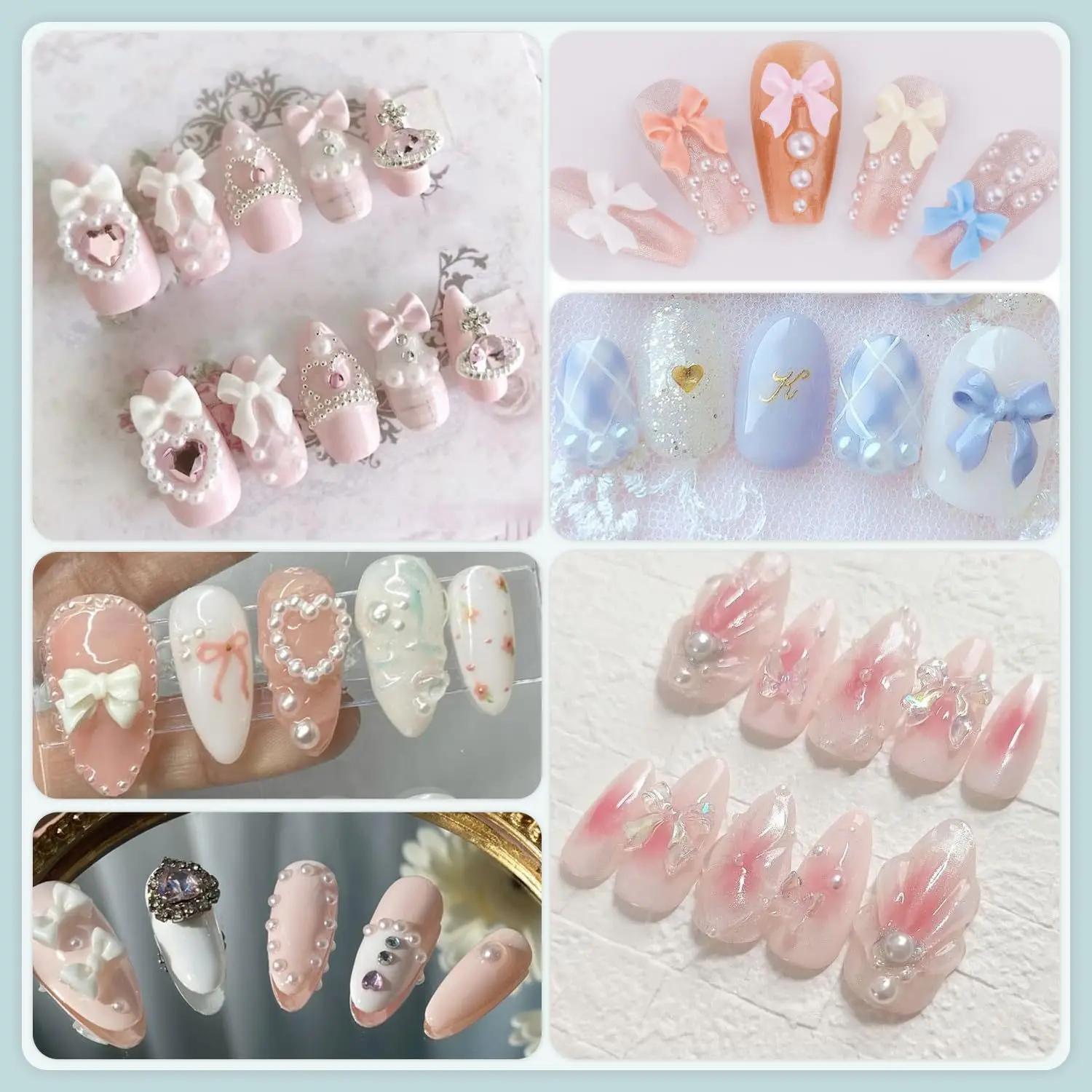 500 pièces/boîte 3D arc ongles breloques grande boîte Flatback perles ensemble ongles arcs charme +