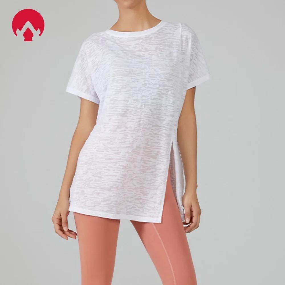 T-shirt de sport fitness manches courtes pour yoga féminin - léger et respirant pour l'entraînement