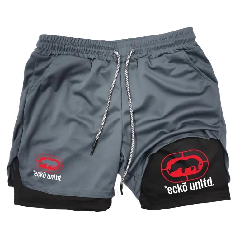 Shorts de course pour hommes 2 en 1 Shorts de sport à double couche Vêtements de sport Gym Fitness S