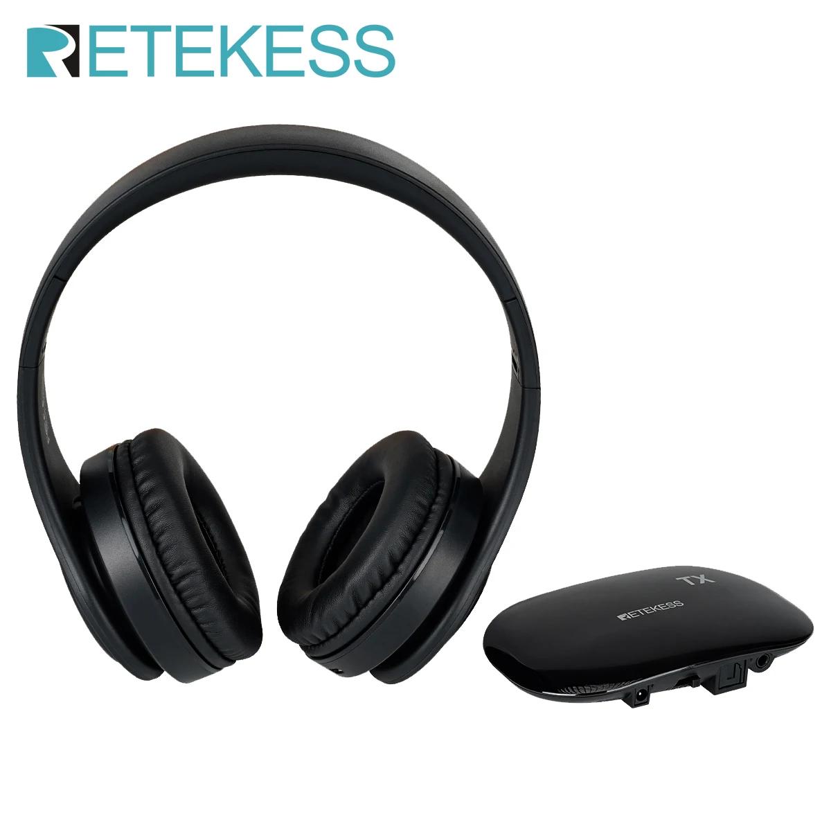Retekess-Casque sans fil pliable TA005, stéréo, TV, sauna, signal téléphonique, portée 30m, clé muet