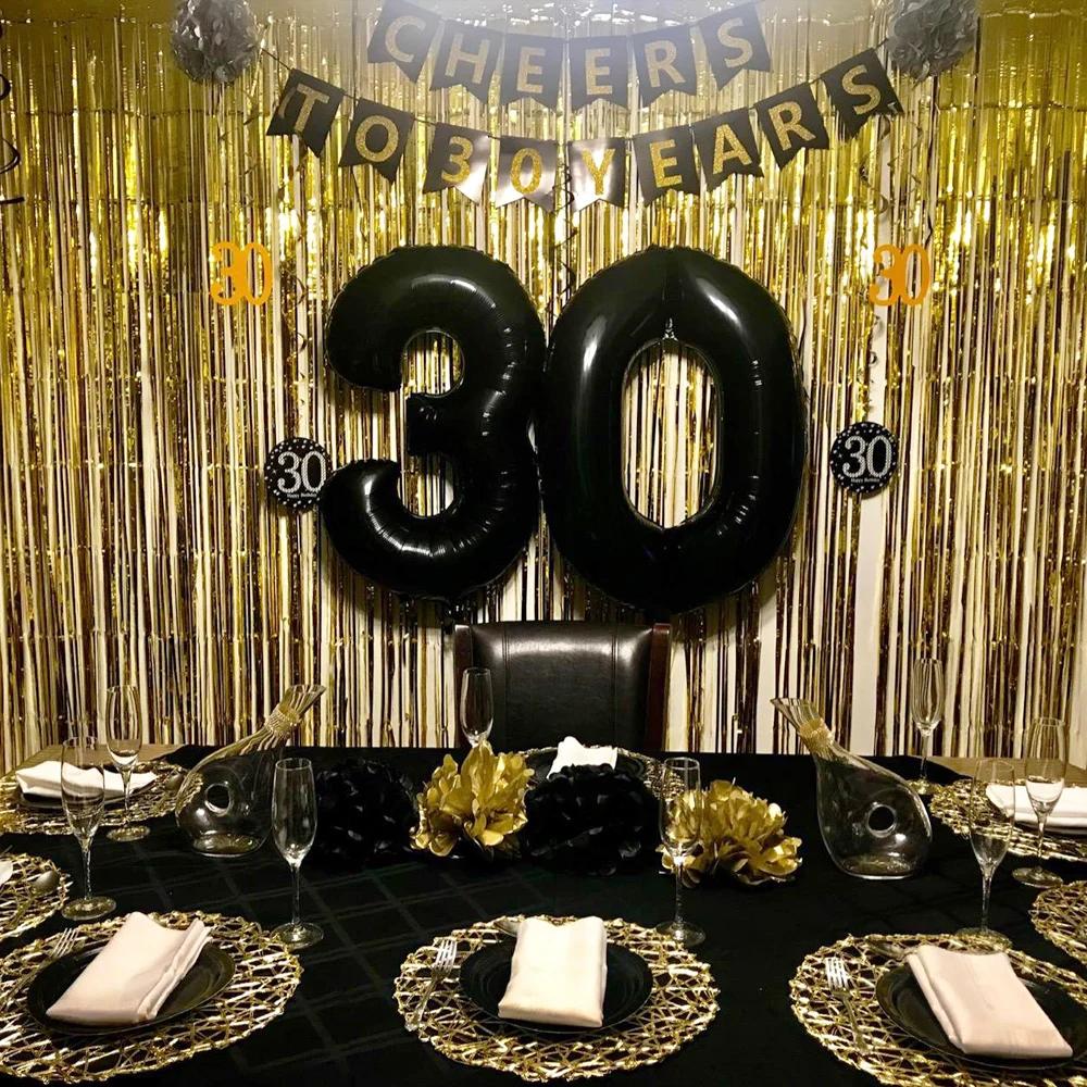 Rideau en aluminium argenté, noir, or, Rose, paillettes scintillantes, à franges, pour anniversaire,