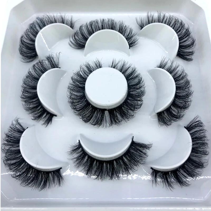 5 paires de cils moelleux 8-25mm 3D cils de vison longs et épais faux cils naturels en gros cils ven