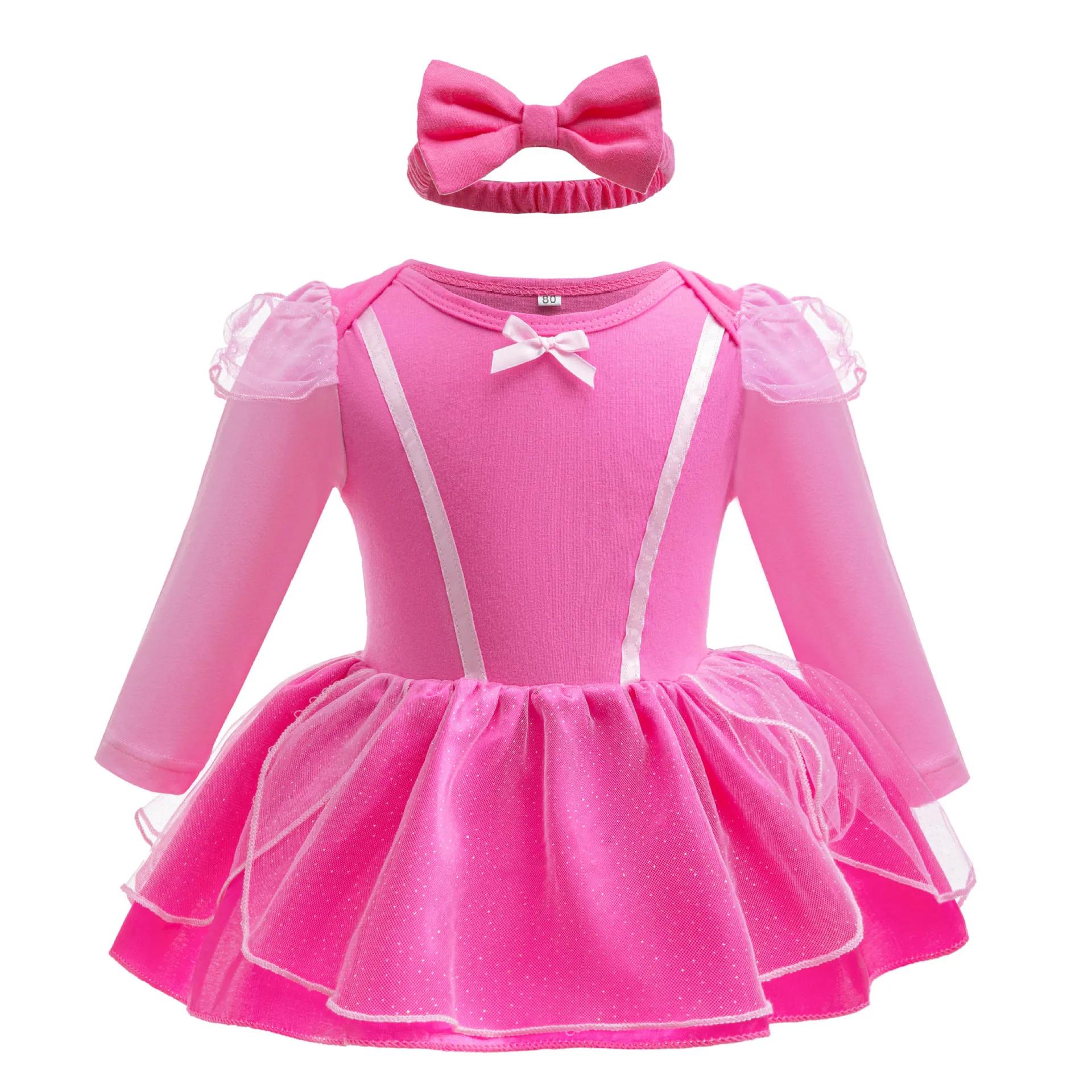 Robe pour petites filles de 3 à 18 mois, avec bandeau, barboteuse, bébé Elsa Mickey, combinaison mig