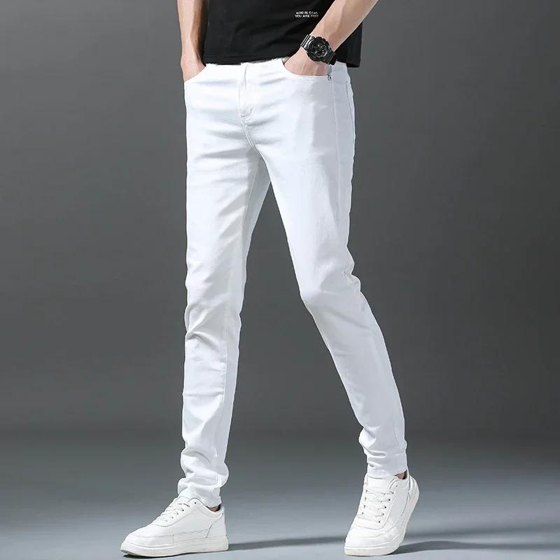2025 printemps été nouveau 98% coton hommes Slim jean droit décontracté mode crayon pantalon haute q