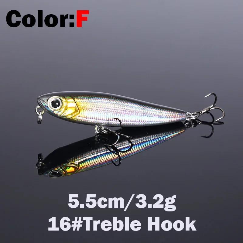 1 pièces 5.5 cm 3.2g crayon flottant leurre de pêche haut d'eau chiens leurres durs appâts Wobbler a
