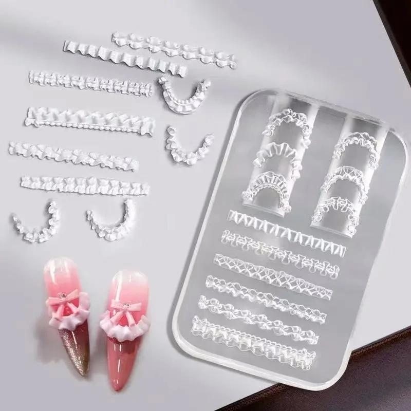 Jupe en dentelle française, soulagement 3D, moule pour Nail Art, modèle de sculpture en Silicone sou