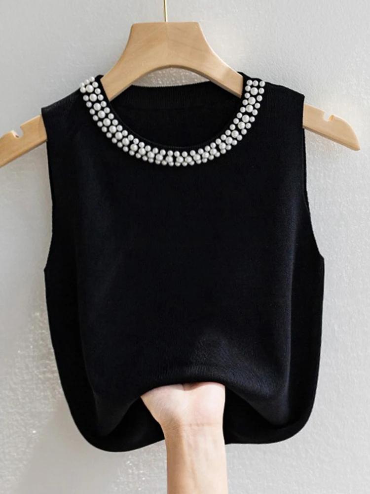 Corée tricoté gilets femmes haut solide réservoir Blusas Mujer De Moda été nouvelle mode femme sans