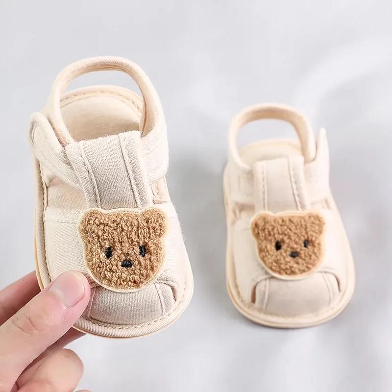 Baotou – sandales confortables à semelle souple, ours mignon, chaussures de premier pas Anti-coup de