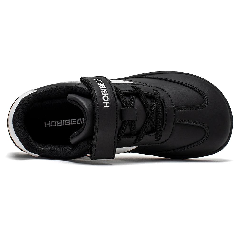 HOBIBEAR – chaussures pieds nus pour grands enfants, baskets à bout large avec boucle à crochet, en