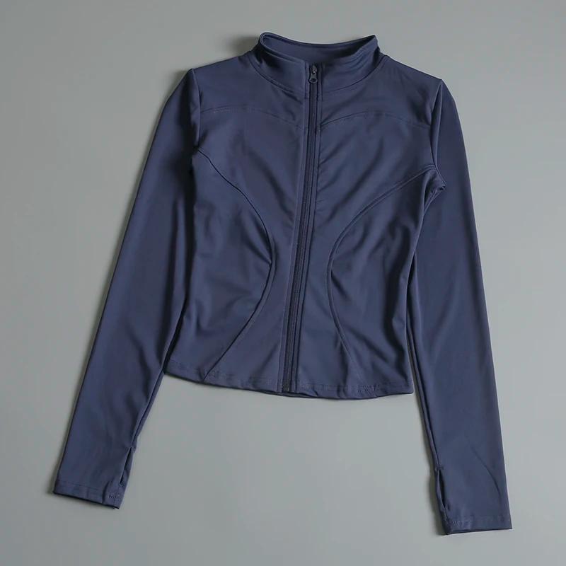 Veste de sport coupe cintrée col montant manteau à fermeture éclair sport Fitness vêtements de Yoga