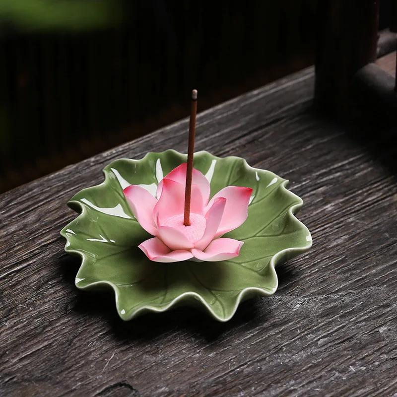 Plateau d'encens en céramique imitation fil floral fait à la main, diffuseur d'arôme, base typolePG,