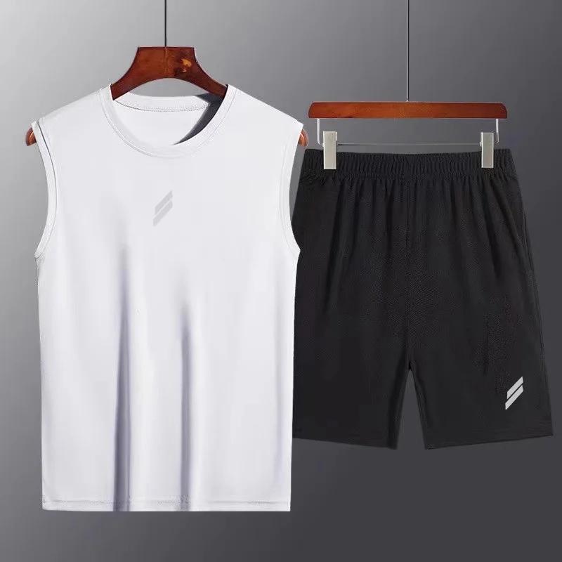 Ensemble fitness homme été - Gilet + short séchage rapide maille ventilation course