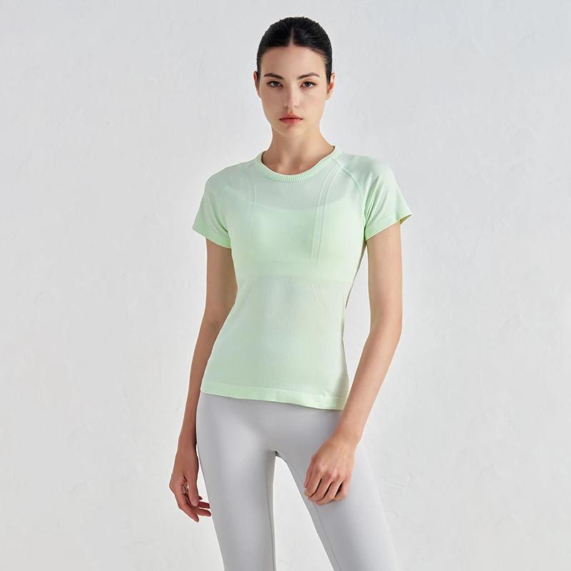 SOISOU femmes haut sans couture sec rapide respirant gymnase Yoga à manches courtes t-shirts Fitness