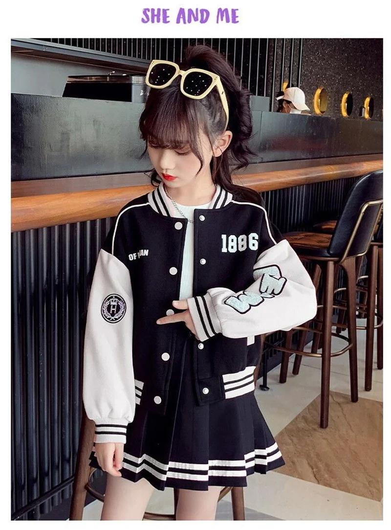Ensembles de vêtements de mode pour filles, costume de sport de Baseball pour enfants, veste pour en