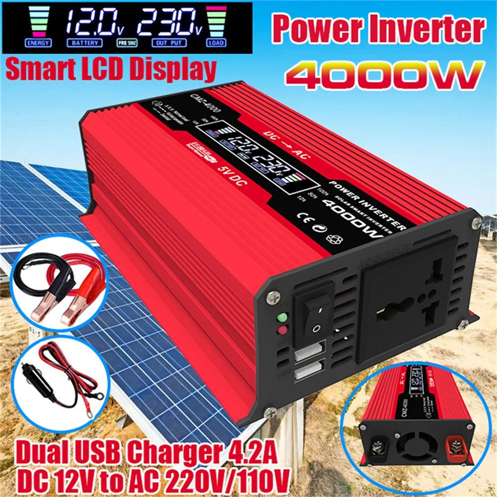 Onduleur à onde sinusoïdale modifié 4000W cc 12V à AC 110V/220V, affichage LCD, convertisseur de pui