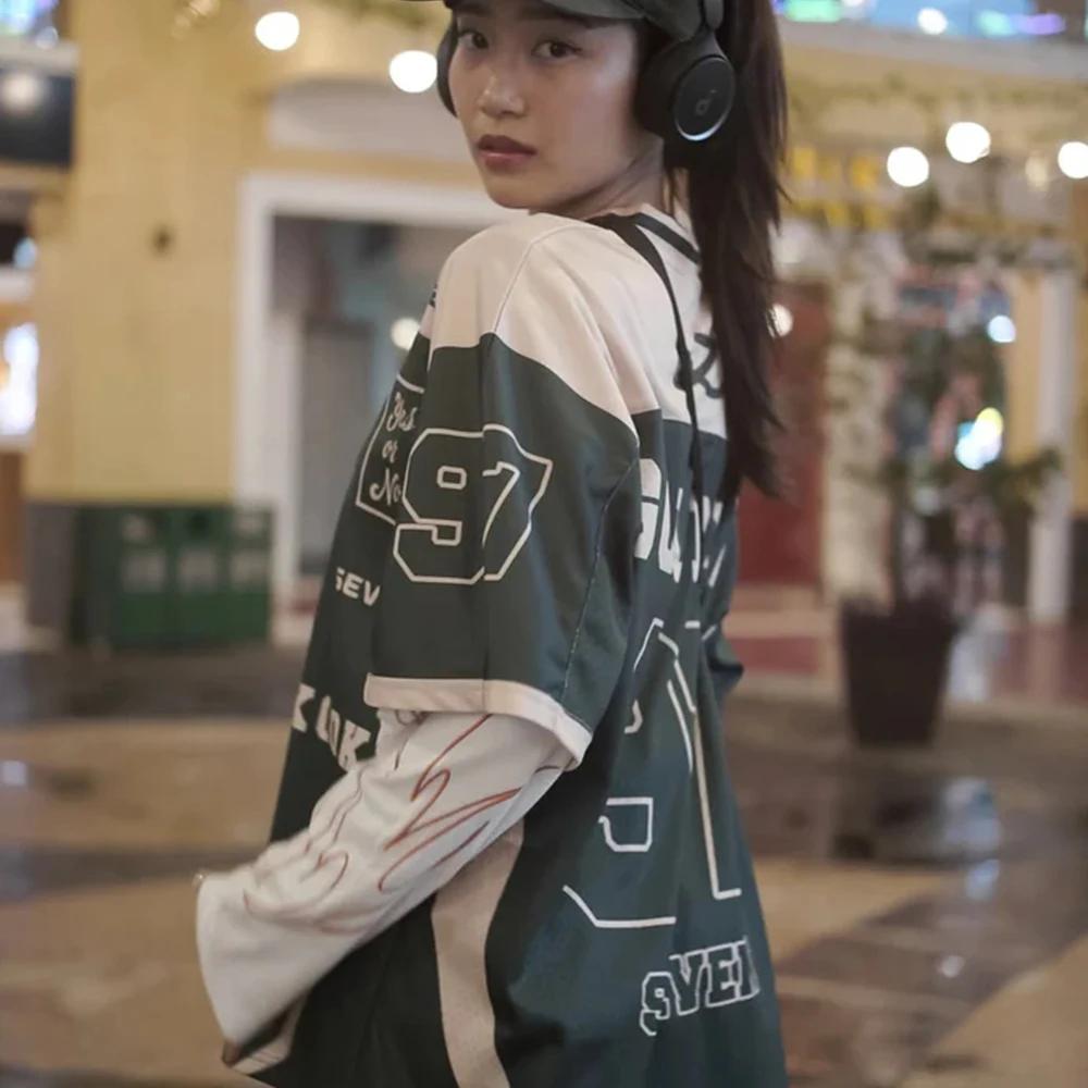 2026 nouveau printemps/été Y2K pour femmes mode décontracté doré 97 maille Jersey surdimensionné res
