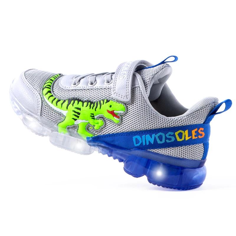 EXDINO T-REX LED 2-9Y garçons printemps automne maille chaussures de Tennis brillant enfants enfants