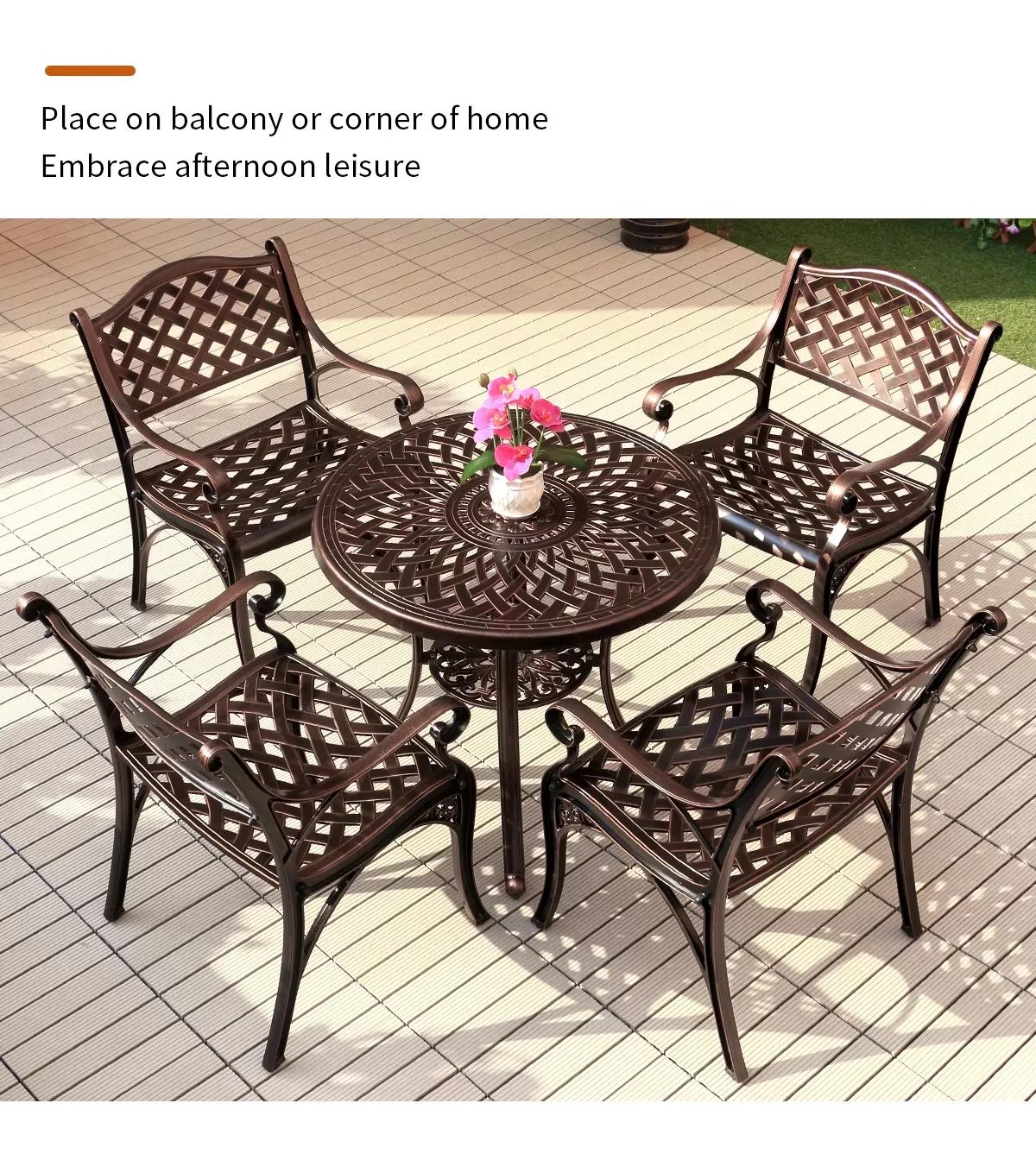 Chaise de jardin européenne en aluminium moulé, chaises en métal antirouille, meubles de loisirs éta
