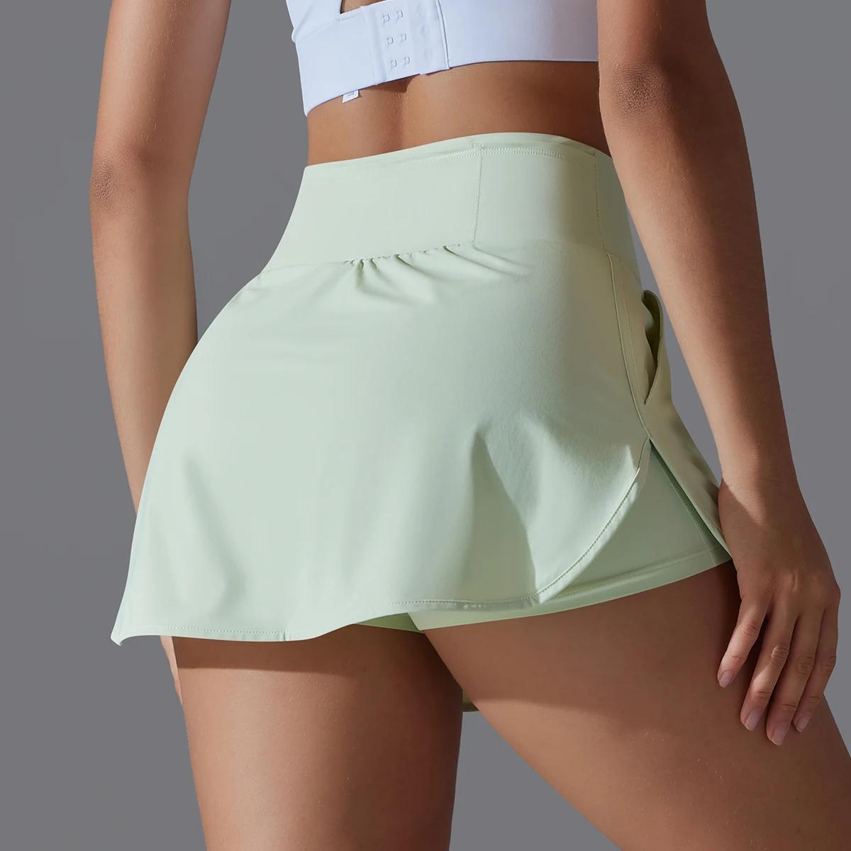 Jupe de yoga sport plein air - Tennis badminton - Taille haute respirante - Fitness athlétique courte