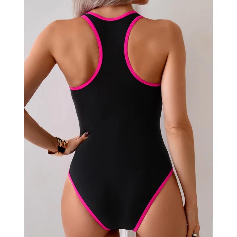 Maillot de bain une pièce fermé avec fermeture éclair, Sexy, pour femmes, sport, surf, body, vêtemen