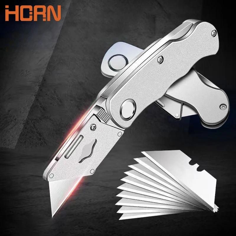 Couteau utilitaire pliant, manche en aluminium et plastique, coupe-câble de poche, lame de couteau p