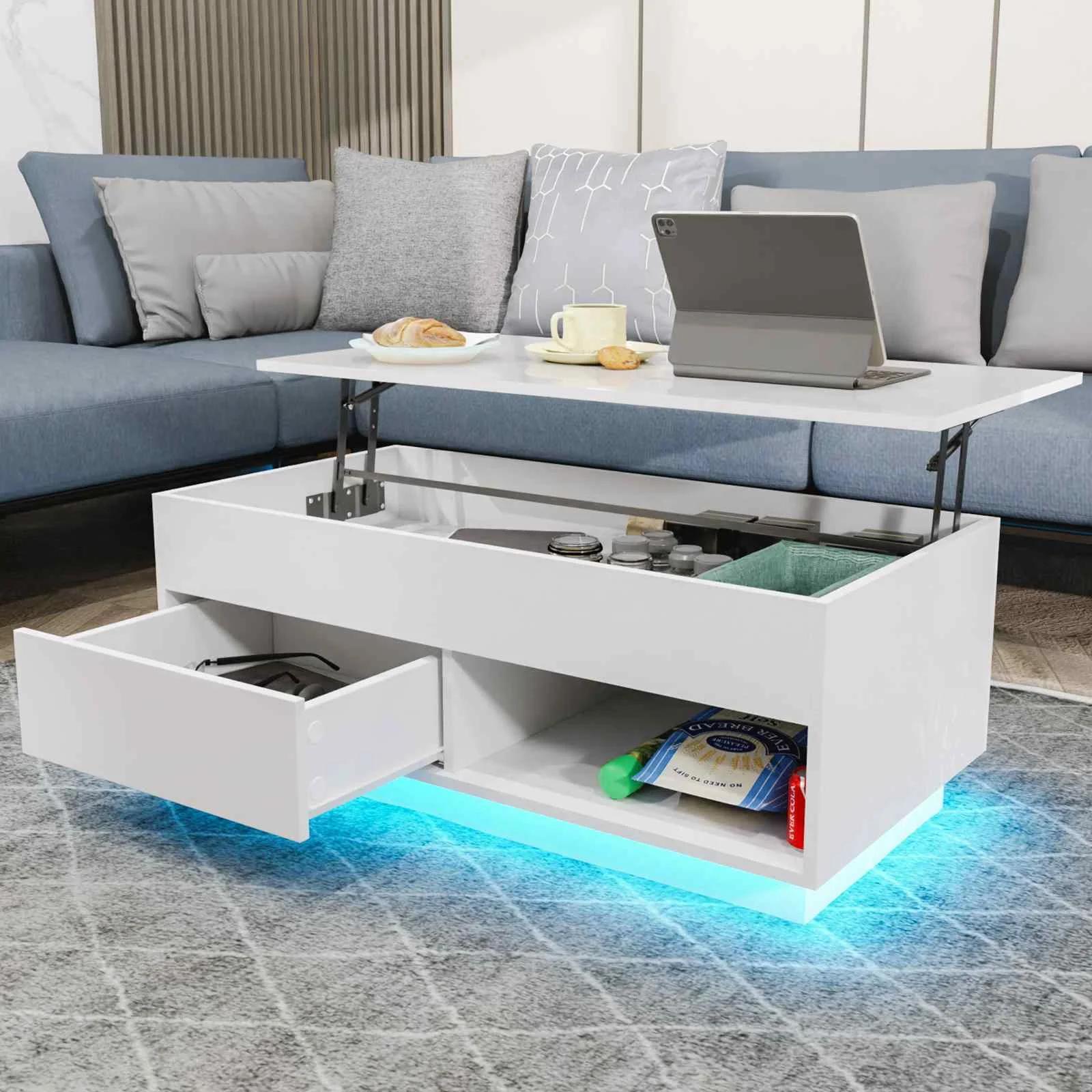 Table basse élévatrice à LED, meubles modernes ultimes, design élégant, décoration d'intérieur et di