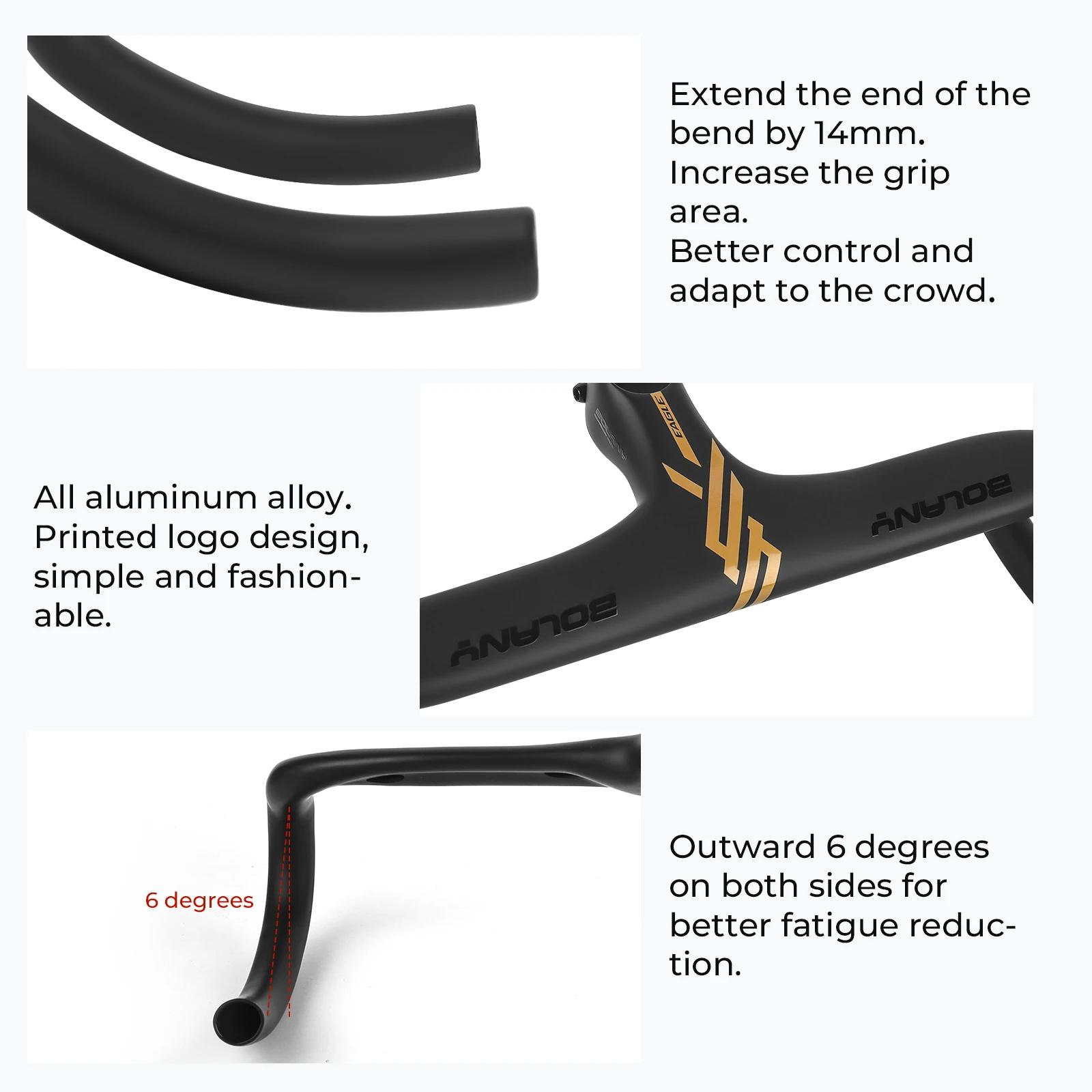 BOLANY-Guidon intégré en alliage d'aluminium pour vélo de route, pièces de bicyclette, 420mm, SAP 02