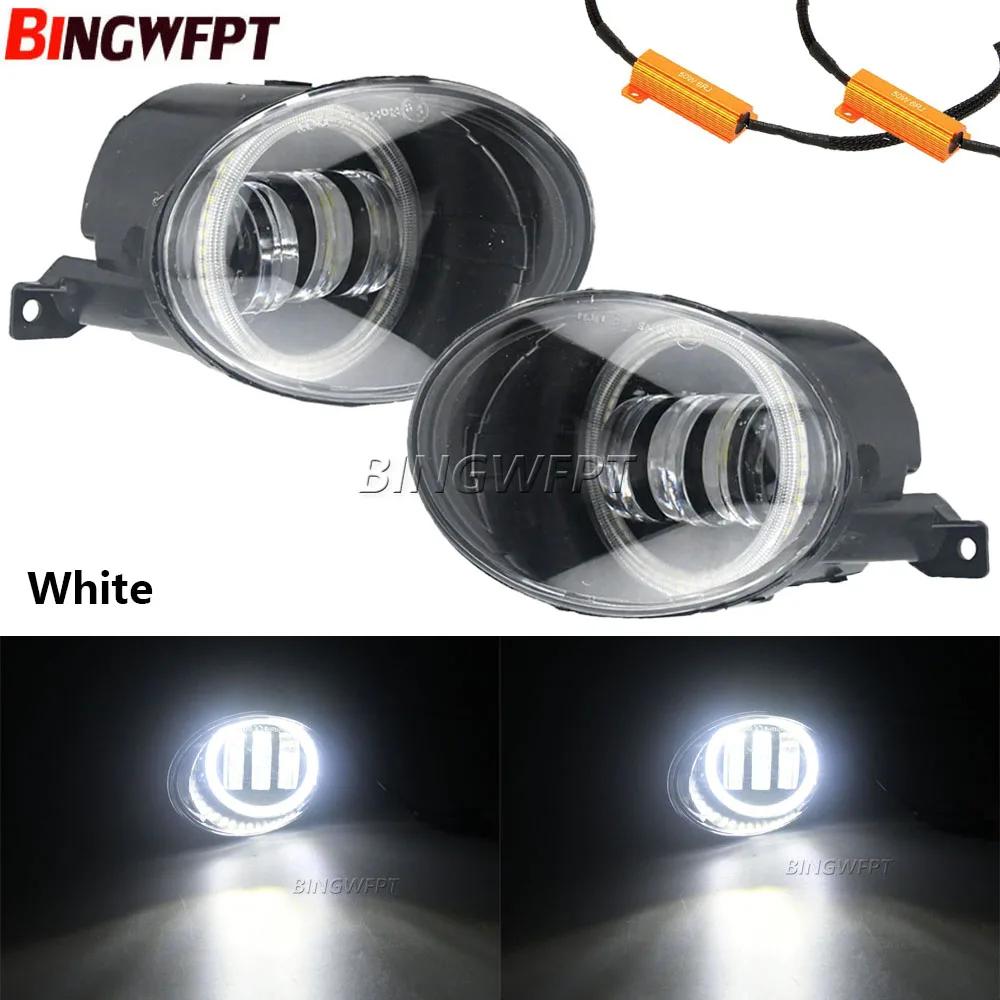 Feu antibrouillard œil d'ange pour voiture, 2 pièces, lentille LED, feux de jour DRL 30W 6000LM 12V