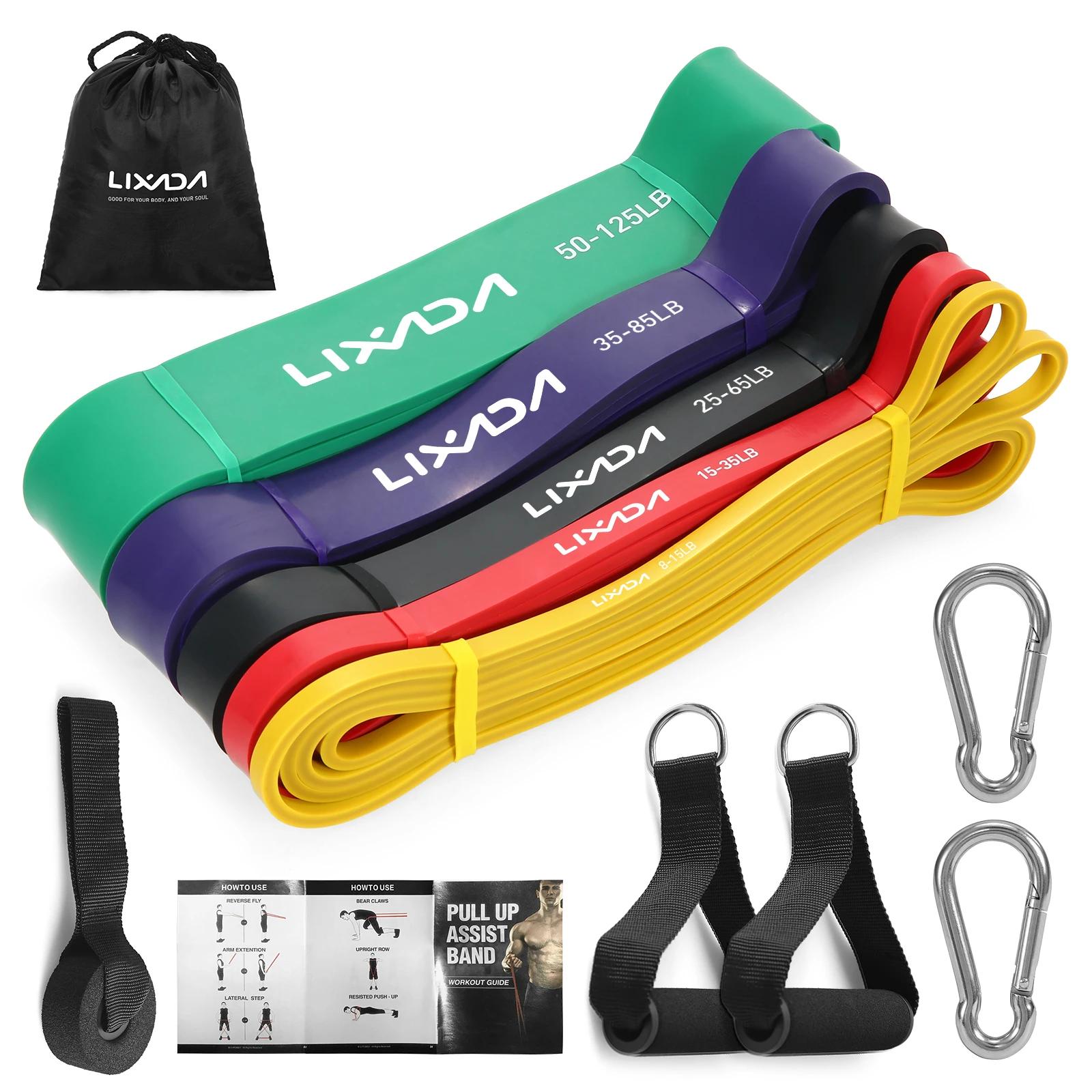 VEXADA-Lot de 5 bandes élastiques à nervures, avec sac de transport, pour exercices de dynamophilie
