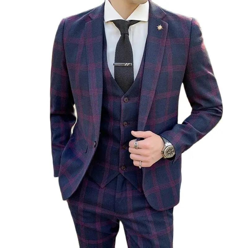 Costume nouveau style (blazer + gilet + pantalon) hommes mode style britannique affaires décontracté