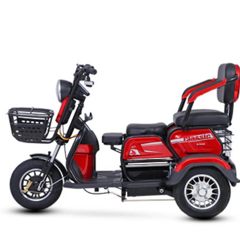 Tricycle électrique avec siège passager pour adultes et personnes âgées, 3 sièges, 1000W, 60V, Mini