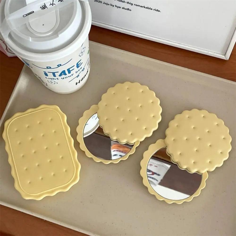 Mini miroir de poche en forme de biscuit au fromage, portable, pliable, pour maquillage, pour voyage
