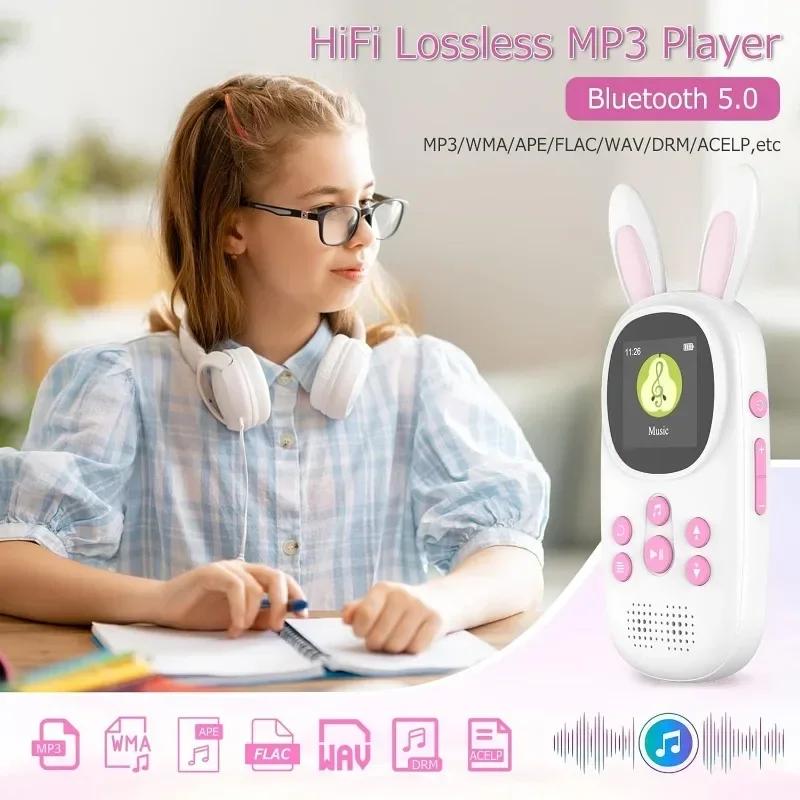 Lecteur de musique MP3 pour enfants, mignon lapin, lecteur de musique pour enfants avec BT, MP3 et M