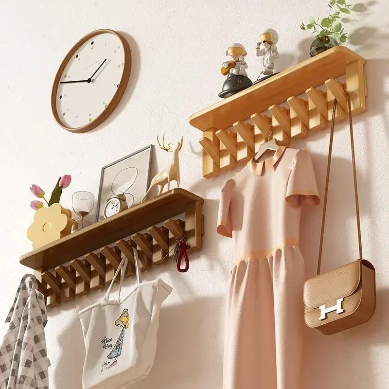 Cintre mural créatif nordique moderne en bois massif, porte-vêtements de luxe pour salon, chambre à