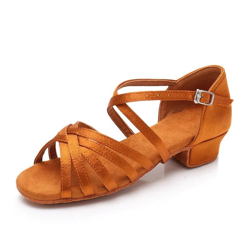 Chaussures danse latine enfants adultes - Baskets fond souple talon moyen 3,5 cm salon filles