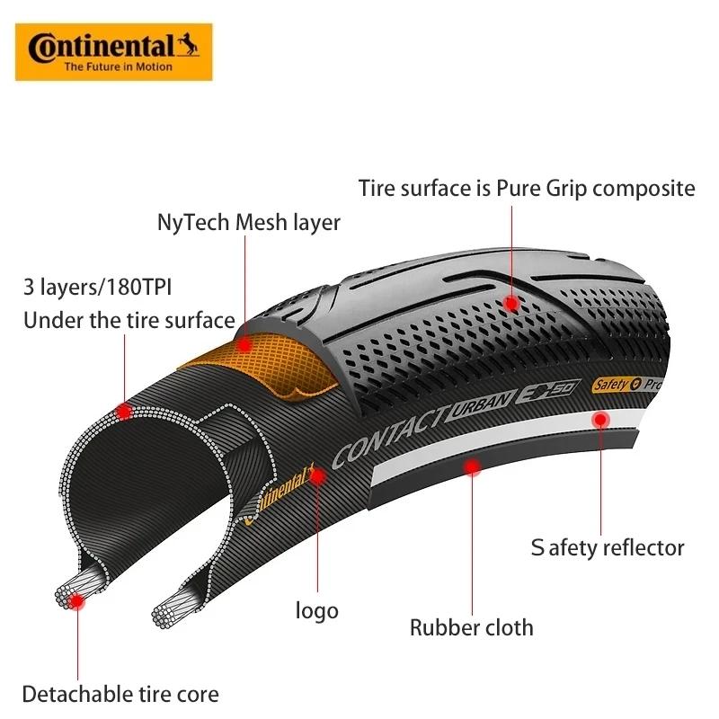 Continental Contact Urban 16 pouces / 20 pouces 3/180Tpi Pneu en fil d'acier anti-crevaison pour vél