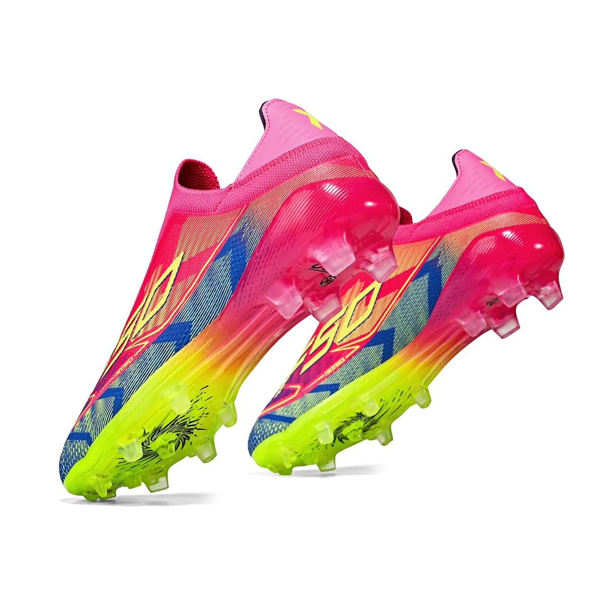 Chaussures de football respirantes pour hommes, chaussures de sport antidérapantes à crampons longs