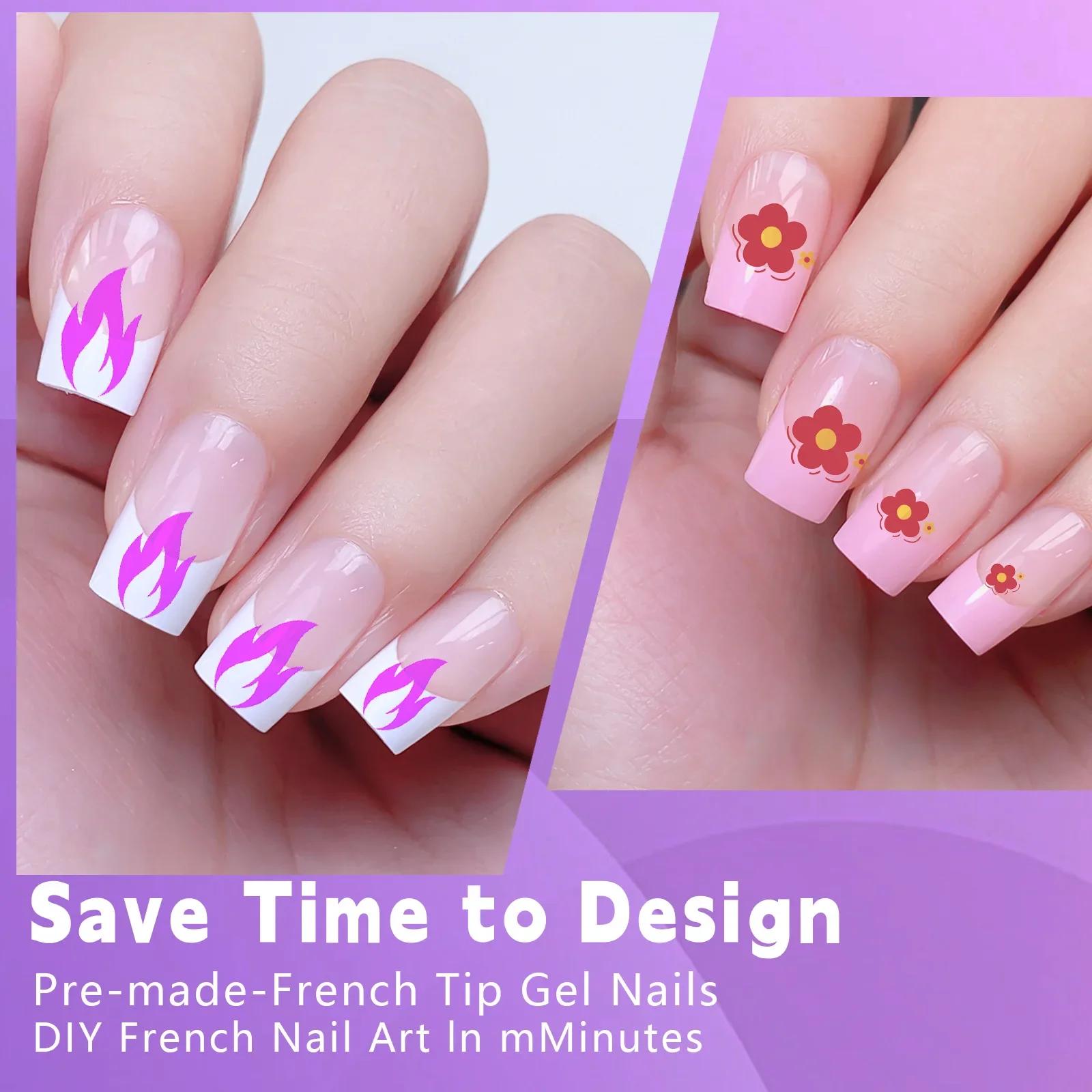 120 pièces/boîte acrylique français faux ongles multicolore carré amande ongles conseils couverture