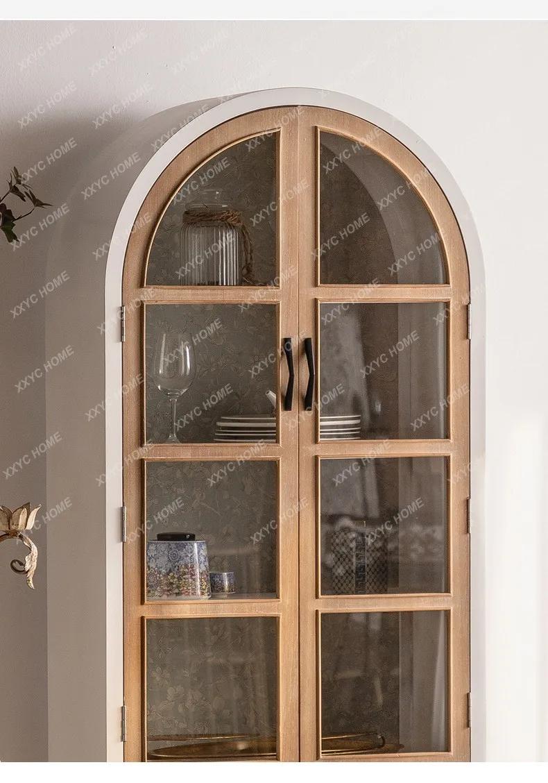 R1 nordique rétro porte en verre buffet armoire à thé salon américain intégré mur armoire à vin bibl