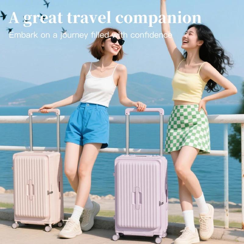 Bagage extensible de grande capacité, valise trolley épaisse à ouverture frontale, valise de voyage