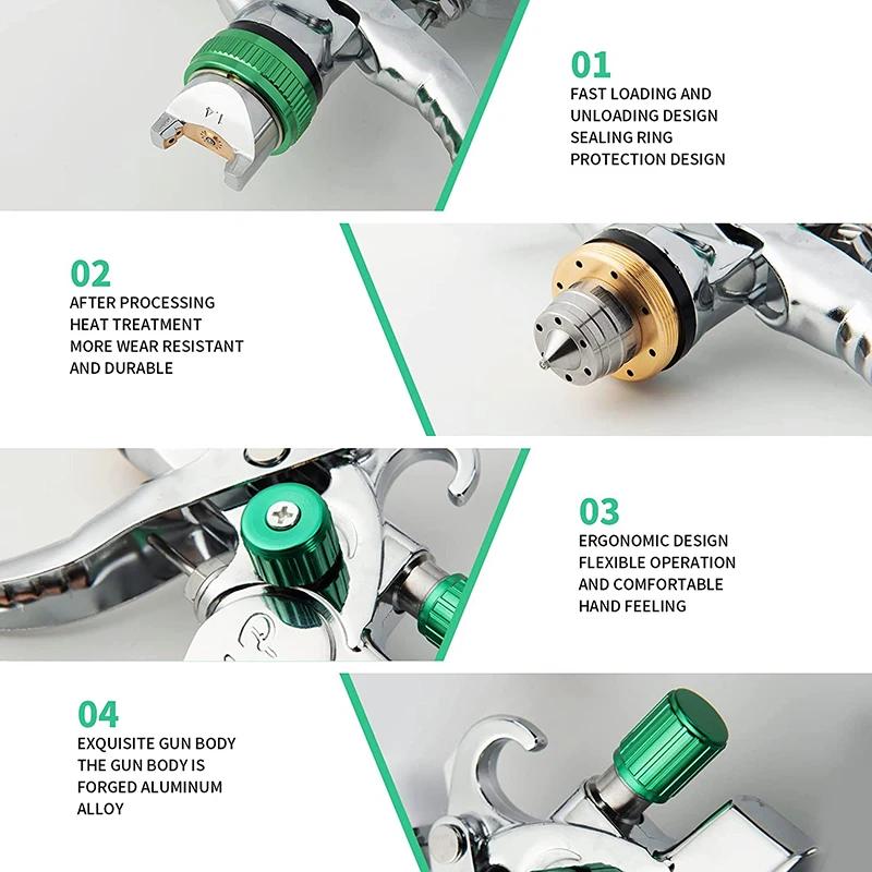 HVLP-Pistolet de Pulvérisation Professionnel, avec Buse en Acier, par Gravité, Portable, pour Peintu