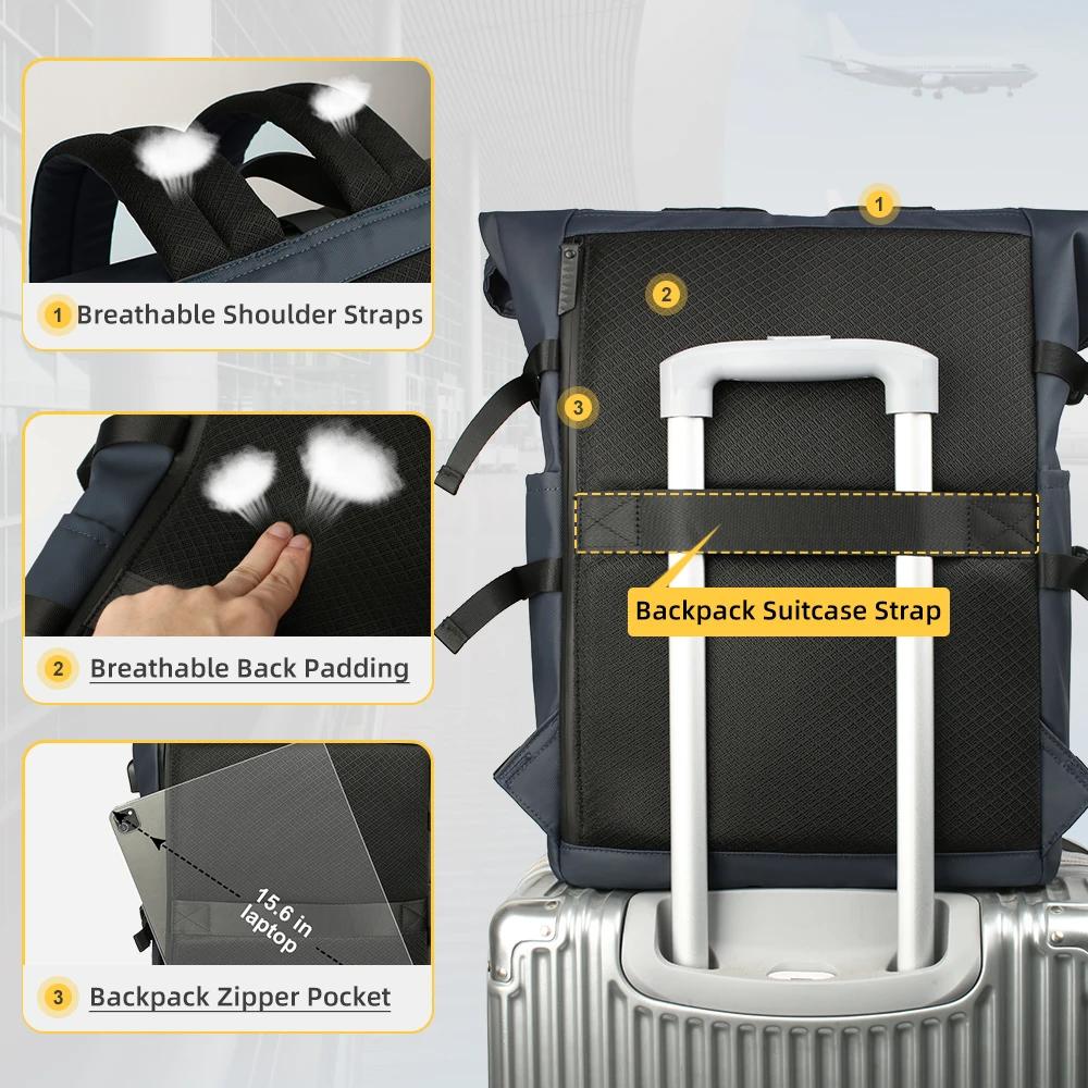 HK grand sac à dos pour ordinateur portable 15.6 pouces hommes sac à dos de voyage antivol pour affa